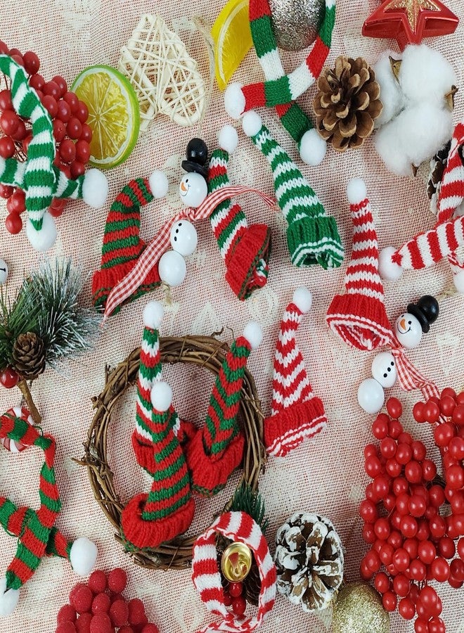 YOOHUA 36PCS Mini Santa Hats & Christmas Scarf Set, Small Knit Hat Scarf for Crafts Dolls Knitted Ornaments Xmas Tree Accessory DIY Craft Art Toy Decorations - Image 4